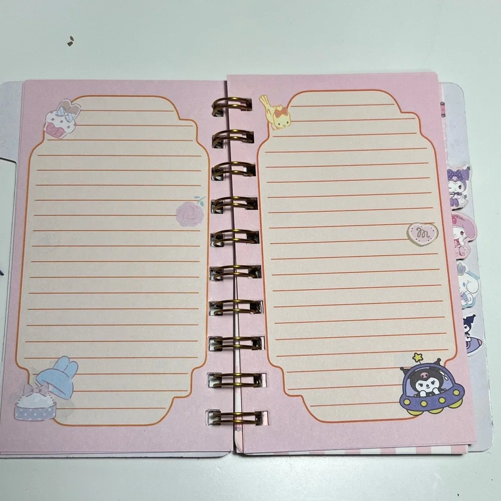 Sanrio 48K My Melody Spiral Notebook Pink Gold Foil Tabbed Journal XC-3503